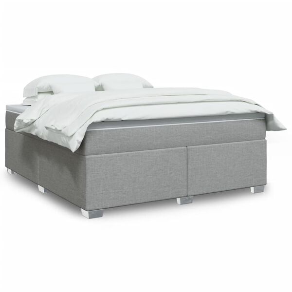 vidaXL Boxspringbett mit Matratze Hellgrau 180x200 cm Stoff