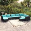 vidaXL 9-tlg. Garten-Lounge-Set mit Kissen Poly Rattan Schwarz