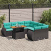vidaXL 9-tlg. Garten-Sofagarnitur mit Kissen Schwarz Poly Rattan