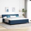 vidaXL Boxspringbett mit Matratze mit Kopfteil Blau 200 x 200 cm Stoff