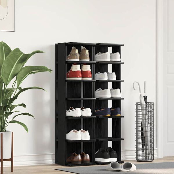 vidaXL Schuhschr&auml;nke 2 Stk. Schwarz Eichen-Optik 25x27x102 cm