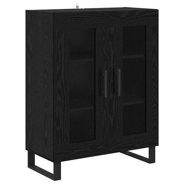 vidaXL Sideboard Schwarz Eichen-Optik 69,5 x 34 x 90 cm Holzwerkstoff