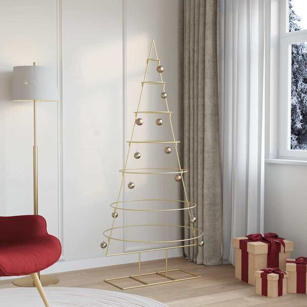 vidaXL Metall Weihnachtsbaum Gold 180 cm Pulverbeschichteter Stahl