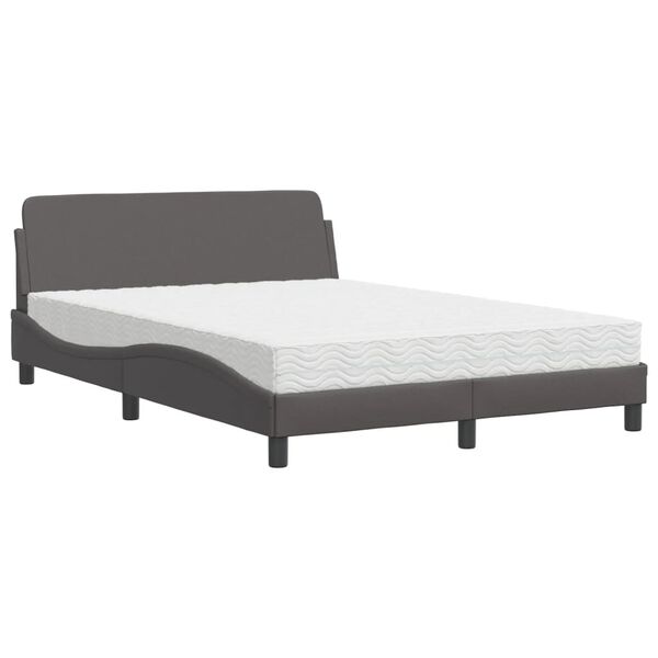 vidaXL Bett mit Matratze "Dover" Grau 120x200 cm Kunstleder