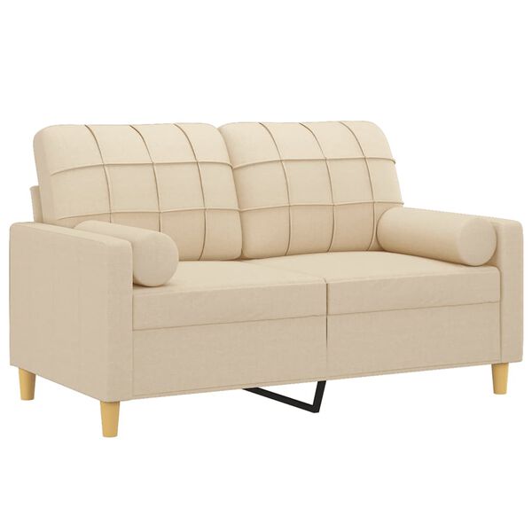 vidaXL 2-Sitzer-Sofa mit Zierkissen Creme 120 cm Stoff