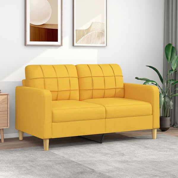 vidaXL 2-Sitzer-Sofa Hellgelb 140 cm Stoff