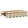 vidaXL 13-tlg. Garten-Essgruppe mit Kissen Beige Poly Rattan