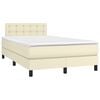 vidaXL Boxspringbett mit Matratze & LED Creme 120x200 cm Kunstleder