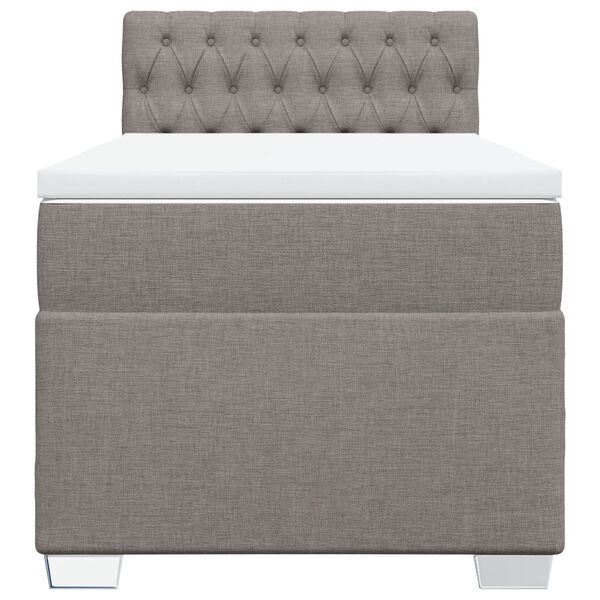 vidaXL Boxspringbett mit Matratze Taupe 100x200 cm Stoff