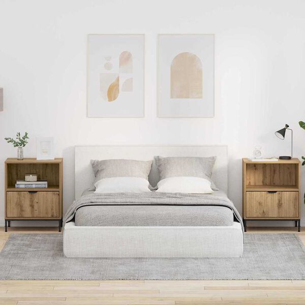 vidaXL Nachttisch 2 pcs Artisan-Eiche 49 x 36 x 61 cm Holzwerkstoff