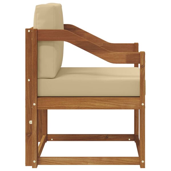 vidaXL Outdoor-Sofa Massives Akazienholz und Polyester Natur