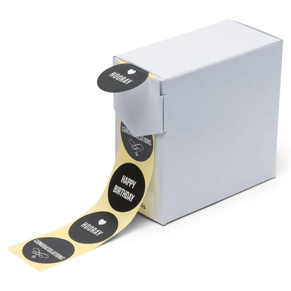 rillprint Geschenk-Aufkleber 250 Stk. x 4 Rollen Schwarz und Wei&szlig;