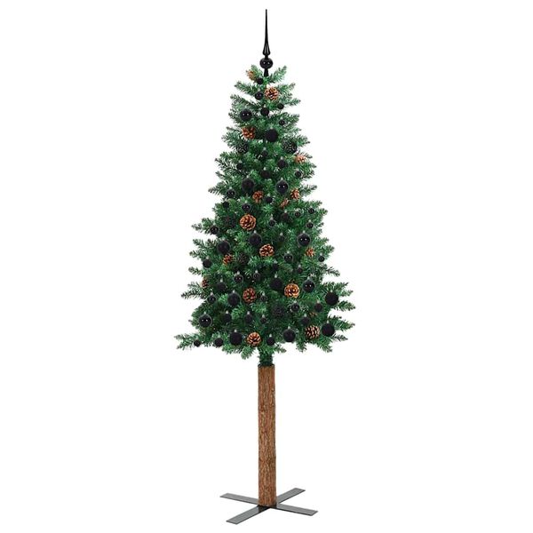 vidaXL Schlanker Weihnachtsbaum mit 300 LEDs mit St&auml;nder Gr&uuml;n 210 cm