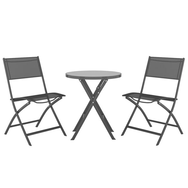 vidaXL 3-tlg. Bistro-Set Klappbar Stahl Grau