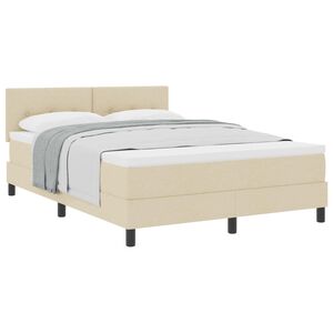 vidaXL Boxspringbett mit Matratze Creme 140 x 190 cm Stoff