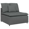 vidaXL Modulares Sofa mit Fußhocker Kissen Stoff Dunkelgrau