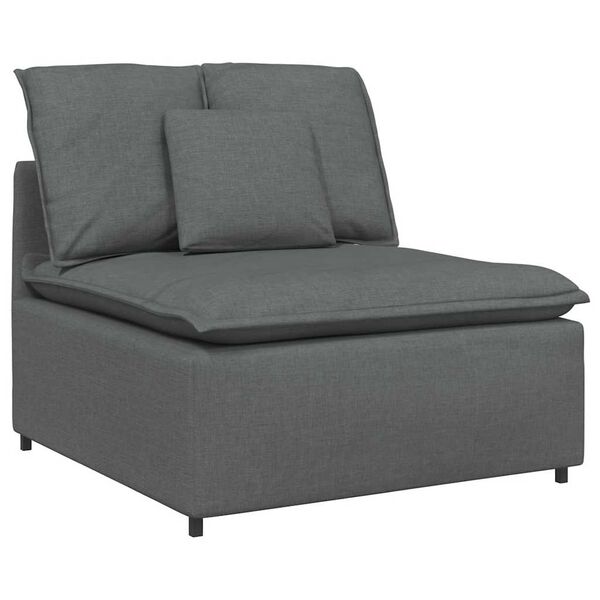 vidaXL Modulares Sofa mit Fußhocker Kissen Stoff Dunkelgrau