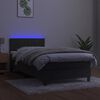 vidaXL Boxspringbett mit Matratze & LED Dunkelgrau 100x200 cm Samt