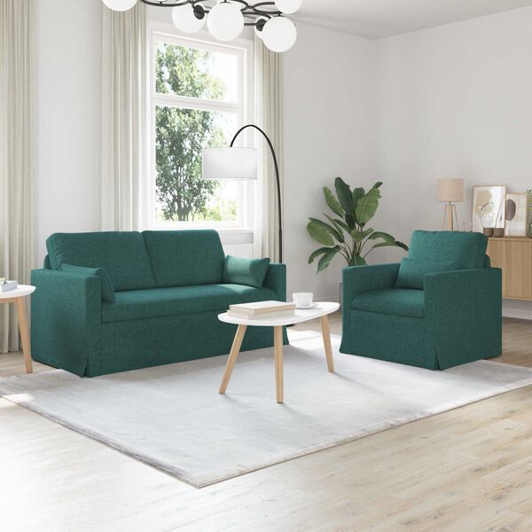 vidaXL Sofa 2 pcs Dunkelgr&uuml;n 158 x 78 x 80 cm Stoff