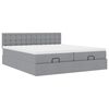 vidaXL Ottoman-Bett mit Matratzen & LEDs Hellgrau 200x200 cm Stoff