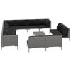 vidaXL 13-tlg. Garten-Lounge-Set mit Kissen Poly Rattan Dunkelgrau