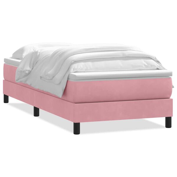vidaXL Boxspringbett mit Matratze Rosa 90x210 cm Samt