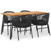 vidaXL 5-tlg. Garten-Essgruppe Akazie Massivholz und PVC Rattan