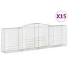 vidaXL Gabionen mit Hochbogen 15 Stk 400x50x120/140cm Verzinktes Eisen