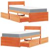 vidaXL Bett mit Schubladen und Matratze Wachsbraun 90x200 Massivholz
