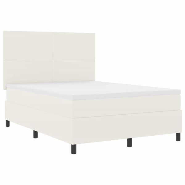 vidaXL Boxspringbett Creme und Wei&szlig; 203 x 144 x 128 cm Cordstoff