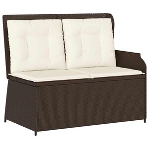 vidaXL Gartenbank Verstellbar mit Kissen Braun Poly Rattan
