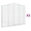 vidaXL Gabionen mit Hochbogen 3 Stk. 200x30x160/180cm Verzinktes Eisen
