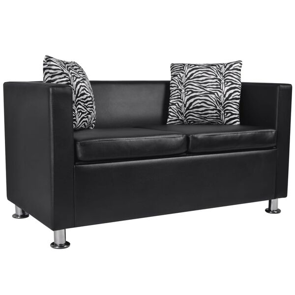 vidaXL Sofa 2-Sitzer Kunstleder Schwarz
