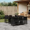 vidaXL 7-tlg. Garten-Essgruppe mit Kissen Schwarz Poly Rattan