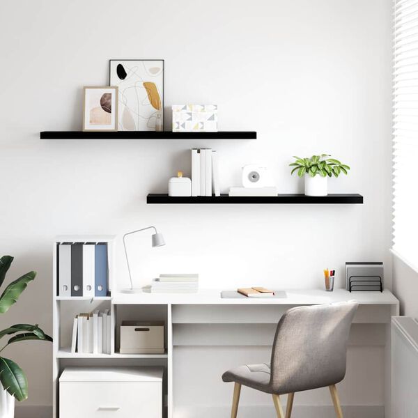 vidaXL Schweberegale 2 Stk. Hochglanz-Schwarz 120x23,5x3,8 cm MDF