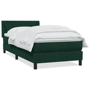 vidaXL Boxspringbett mit Matratze Dunkelgr&uuml;n 80x220 cm Samt