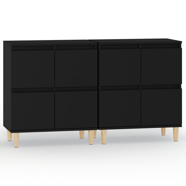 vidaXL Sideboards 2 Stk. Schwarz 60x35x70 cm Holzwerkstoff