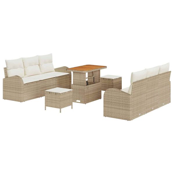 vidaXL Garten-Sofa-Set 9 pcs Beige und Creme 90 x 55 x 71 cm