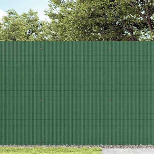 vidaXL Gartenzaun Doppelseitig Gr&uuml;n 1,8x5 m PVC