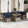 vidaXL 8-tlg. Garten-Sofagarnitur mit Kissen Grau Poly Rattan
