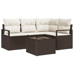 vidaXL Sofa Set 5 pcs Braun Poly-Rattan