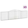vidaXL Gabionen mit Hochbogen 9 Stk. 400x30x100/120cm Verzinktes Eisen