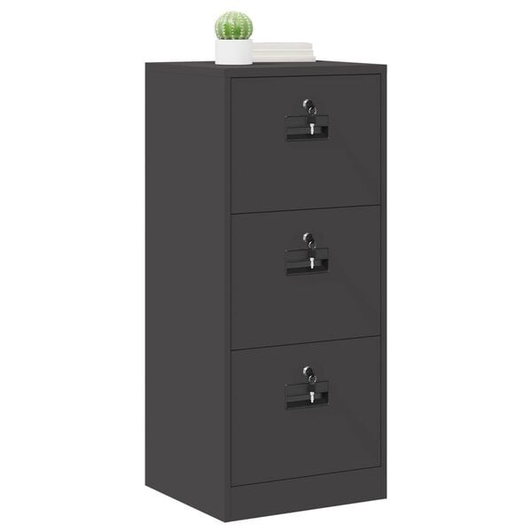 vidaXL Aktenschrank Schwarz 45,5 x 42 x 106,5 cm Kaltgewalzter Stahl