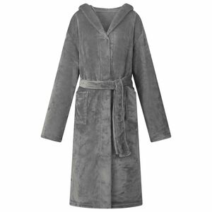 vidaXL Bademantel Hoodie Dunkelgrau S Flanell