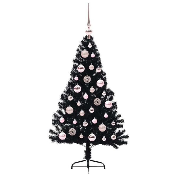 vidaXL K&uuml;nstlicher vorbeleuchteter Weihnachtsbaum Schwarz 120 cm PVC