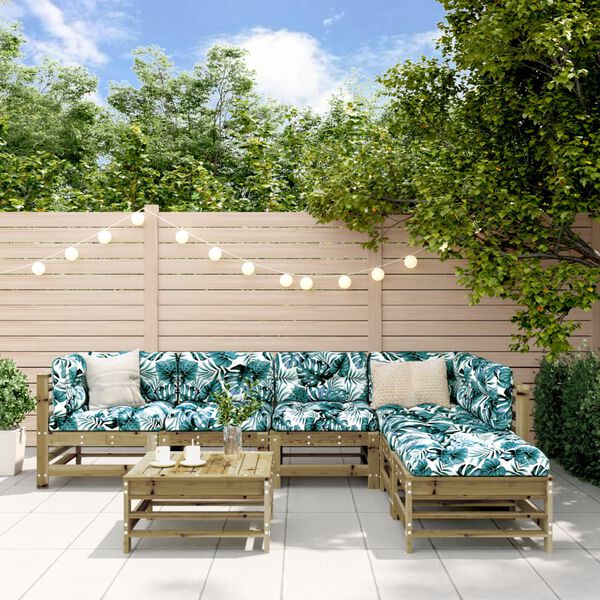 vidaXL 7-tlg. Garten-Lounge-Set mit Kissen Imprägniertes Kiefernholz