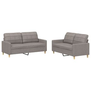vidaXL 2-tlg. Sofagarnitur mit Kissen Taupe Stoff