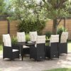 vidaXL Garten Essgruppe mit Kissen 7 pcs Schwarz Poly-Rattan