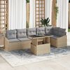 vidaXL Garten-Sofa-Set mit Kissen mit Kissen 7 pcs Beige und Hellgrau