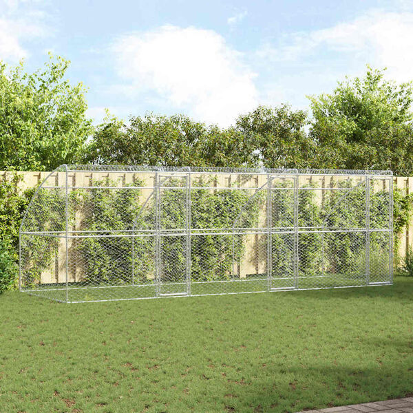 vidaXL Hundek&auml;fig 3 pcs Silber 6 x 2 x 2 m Verzinkter Stahl